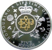 5 Pounds - Elizabeth II Lifetime of Service. Piedfort, United Kingdom, 2011 reverse image