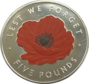 5 Pounds - Elizabeth II Remembrance Day, Silver proof, United Kingdom, 2016 reverse image