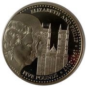 5 Pounds - Elizabeth II Platinum Wedding - Heads and Cathedral, United Kingdom, 2017 reverse image