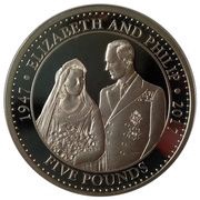 5 Pounds - Elizabeth II Platinum Wedding - Portraits, United Kingdom, 2017 reverse image