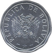 2 Bolivianos large type obverse image