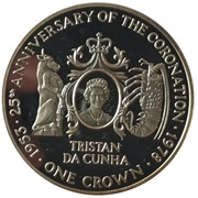 1 Crown - Elizabeth II Coronation Jubilee; Silver Proof Issue, United Kingdom, 1978 reverse image