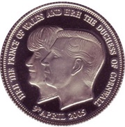 1 Crown - Elizabeth II Royal wedding, United Kingdom, 2005 reverse image