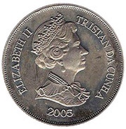 1 Crown - Elizabeth II 4th portrait; VE Day obverse image