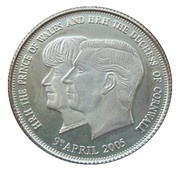 1 Crown - Elizabeth II Wedding of Charles and Camilla, United Kingdom, 2005 reverse image