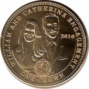 1 Crown - Elizabeth II William and Catherine Engagement, United Kingdom, 2010 reverse image