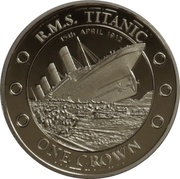 1 Crown - Elizabeth II R.M.S. Titanic sinking; Silver plated, United Kingdom, 2012 reverse image