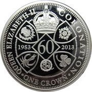 1 Crown - Elizabeth II Diamond Jubilee; Silver Proof Issue, United Kingdom, 2013 reverse image