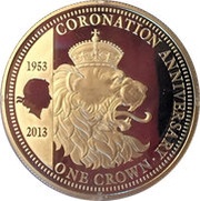1 Crown - Elizabeth II Four Heraldic Beasts - the Lion, United Kingdom, 2013 reverse image