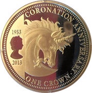 1 Crown - Elizabeth II Four Heraldic Beasts - the Unicorn, United Kingdom, 2013 reverse image