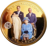 1 Crown - Elizabeth II Four generations Royal family, United Kingdom, 2014 reverse image