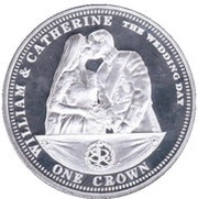 1 Crown - Elizabeth II William and Catherine, The Wedding Day, United Kingdom, 2014 reverse image
