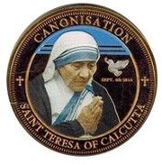 1 Crown - Elizabeth II Mother Teresa's Canonisation - Gold Plated, United Kingdom, 2016 reverse image