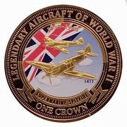 1 Crown Military Aircraft of WWII, Supermarine Spitfire - Gold Plated, United Kingdom, 2016 reverse image