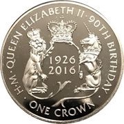 1 Crown - Elizabeth II 90th Birthday ; The Lion and The Unicorn, United Kingdom, 2016 reverse image