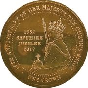 1 Crown - Elizabeth II Sapphire Jubilee; Gold, United Kingdom, 2017 reverse image