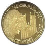 1 Crown - Elizabeth II Platinum Wedding - Catherdral; Gold, United Kingdom, 2017 reverse image