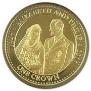1 Crown - Elizabeth II Platinum Wedding - Portrait; Gold, United Kingdom, 2017 reverse image