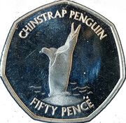 50 Pence - Elizabeth II Chinstrap Penguin, United Kingdom, 2020 reverse image