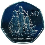 50 Pence - Elizabeth II HMS Resolution, United Kingdom, 2020 reverse image