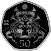 50 Pence - Elizabeth II Platinum Jubilee; Coloured, United Kingdom, 2022 reverse image