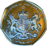 50 Pence - Charles III Royal Coat of Arms, United Kingdom, 2023 reverse image