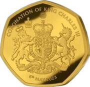 50 Pence - Charles III Royal Coat of Arms; Goldclad, United Kingdom, 2023 reverse image