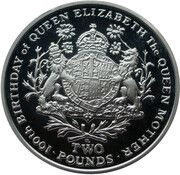 2 Pounds - Elizabeth II Queen Mother, silver, United Kingdom, 2000 reverse image