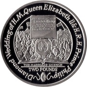 2 Pounds - Elizabeth II Diamond Wedding; Silver Proof, United Kingdom, 2007 reverse image