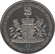 2 Pounds - Elizabeth II Royal Wedding, United Kingdom, 2011 reverse image