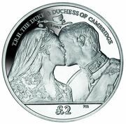 2 Pounds - Elizabeth II Birth of Prince George; Silver Proof, United Kingdom, 2013 reverse image