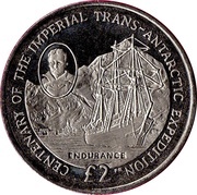 2 Pounds - Elizabeth II Centenary of the Imperial Trans-Atlantic Expedtion, United Kingdom, 2014 reverse image