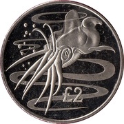 2 Pounds - Elizabeth II Blue Squid, United Kingdom, 2017 reverse image
