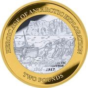 2 Pounds - Elizabeth II Imperial Trans-Antarctic expedition; Silver, United Kingdom, 2022 reverse image