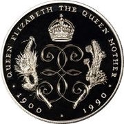 1 Crown - Elizabeth II 90th Birthday of the Queen Mother, United Kingdom, 1990 reverse image