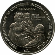 5 Crowns - Elizabeth II Discovery of the New World, United Kingdom, 1991 reverse image