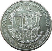 5 Crowns - Elizabeth II Coronation Jubilee, United Kingdom, 1993 reverse image
