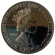 5 Crowns - Elizabeth II Ski Jumper, United Kingdom, 1993 obverse image