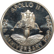 5 Crowns - Elizabeth II Apollo 11 - Lunar landing, United Kingdom, 1993 reverse image