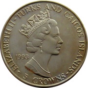 5 Crowns - Elizabeth II Apollo 11 - Astronaut descending ladder obverse image
