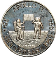5 Crowns - Elizabeth II Apollo 11 - Raising flag, United Kingdom, 1993 reverse image