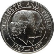 5 Crowns - Elizabeth II Golden Wedding, United Kingdom, 1997 reverse image