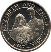 5 Crowns - Elizabeth II Golden Wedding, United Kingdom, 1997 reverse image