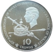 10 Crowns - Elizabeth II Prince Charles-10th Anniversary of Investiture, United Kingdom, 1979 reverse image