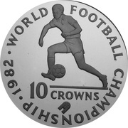 10 Crowns - Elizabeth II World Football Championship - Soccer Player, United Kingdom, 1982 reverse image