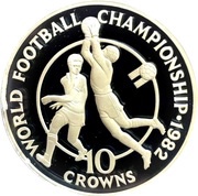 10 Crowns - Elizabeth II World Football Championship - Soccer Player and Goalkeeper reverse image
