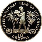 10 Crowns - Elizabeth II International Year of the Child; Piedfort, United Kingdom, 1982 reverse image