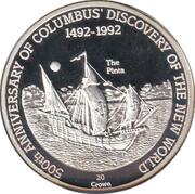 20 Crowns - Elizabeth II The Pinta, United Kingdom, 1991 reverse image