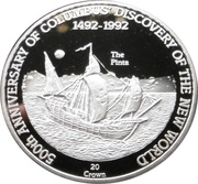 20 Crowns - Elizabeth II The Pinta, United Kingdom, 1991 reverse image