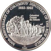 20 Crowns -Elizabeth II Christopher Columbus, United Kingdom, 1991 reverse image